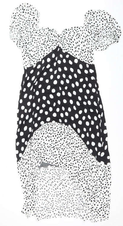 Myleene Klass Women’s Black White Polka Dot Dress Size 20 Puff Sleeve
