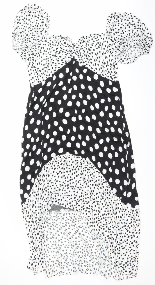 Myleene Klass Women’s Black White Polka Dot Dress Size 20 Puff Sleeve