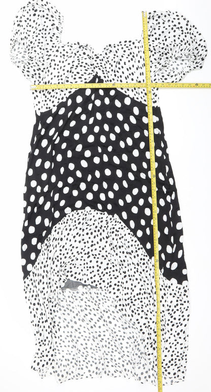 Myleene Klass Women’s Black White Polka Dot Dress Size 20 Puff Sleeve