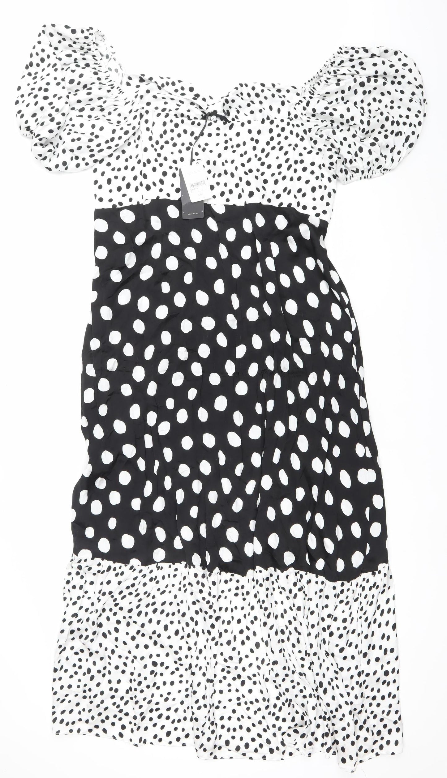Myleene Klass Women’s Black White Polka Dot Dress Size 20 Puff Sleeve