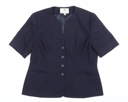 Paul Berman Women’s Blue Suit Jacket UK 14 Short Sleeve Workwear