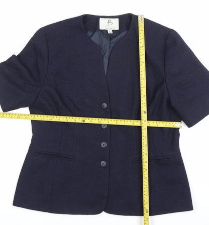 Paul Berman Women’s Blue Suit Jacket UK 14 Short Sleeve Workwear