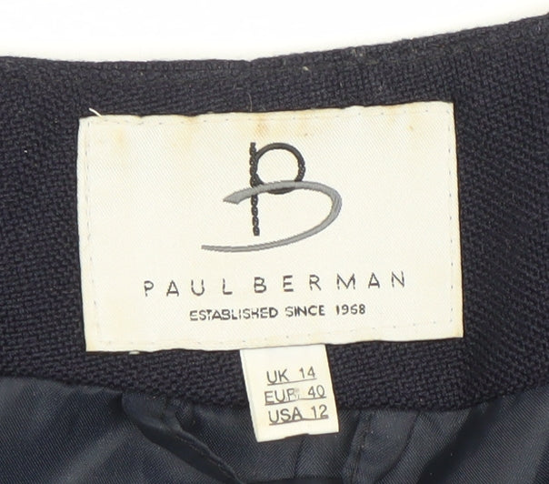 Paul Berman Women’s Blue Suit Jacket UK 14 Short Sleeve Workwear