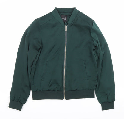 New Look Women’s Green Bomber Jacket Size 8 Full Zip Casual