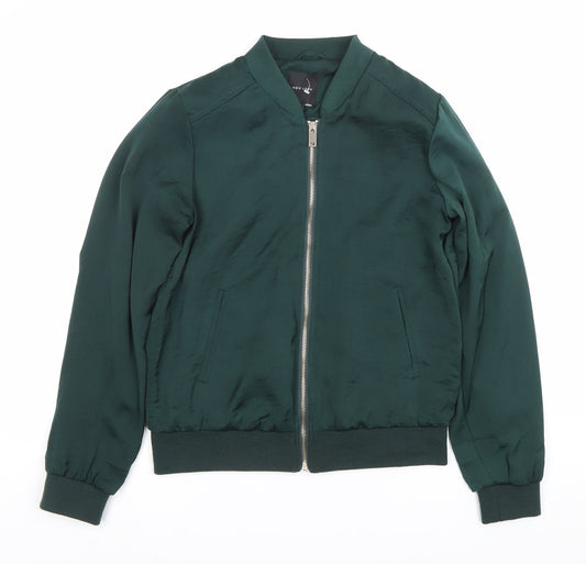 New Look Women’s Green Bomber Jacket Size 8 Full Zip Casual