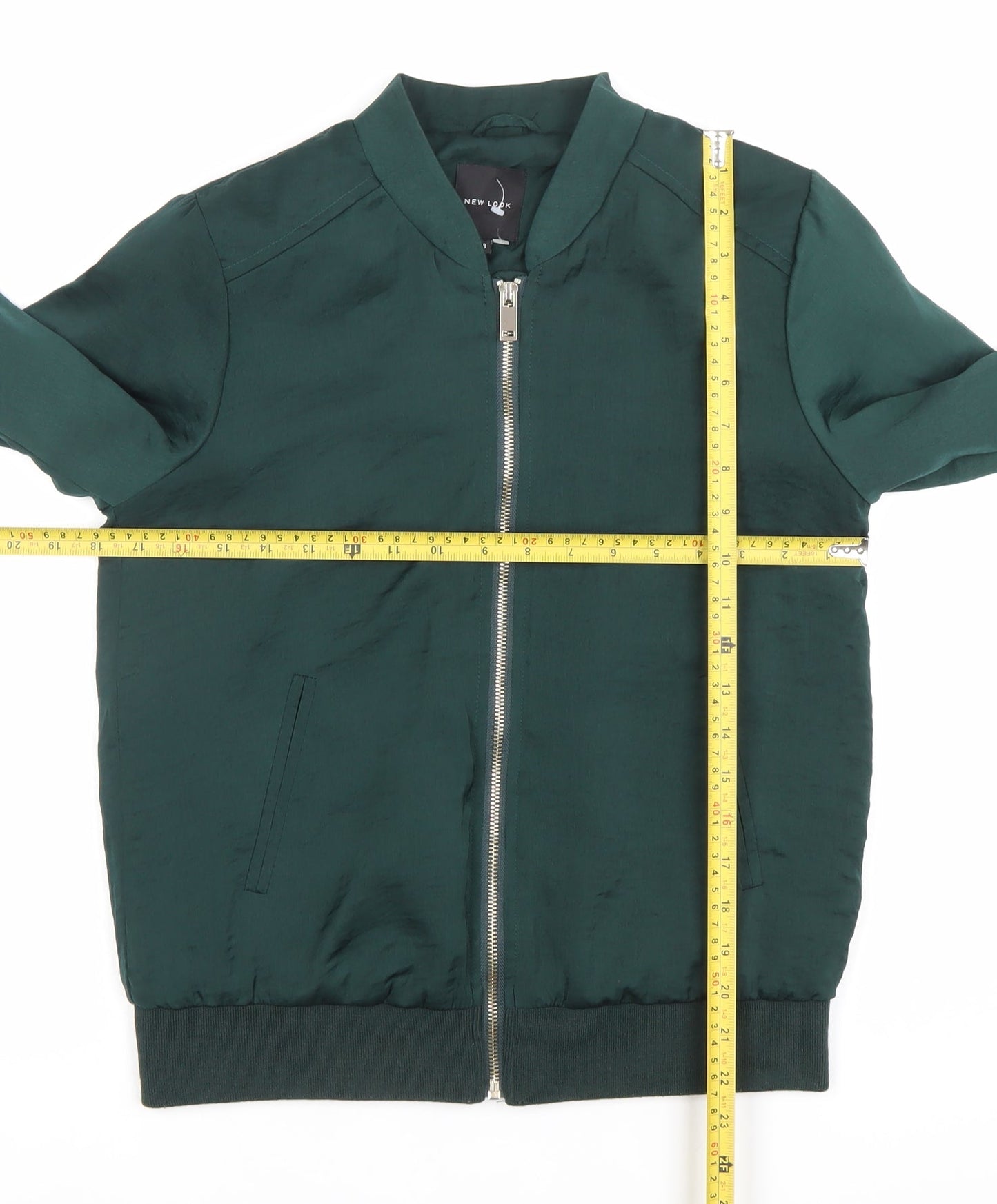 New Look Women’s Green Bomber Jacket Size 8 Full Zip Casual