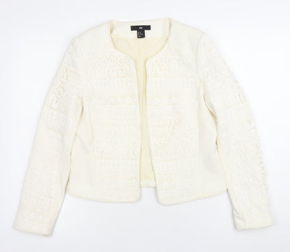 H&M Women’s Ivory Lace Suit Jacket Size 12 Regular Fit Long Sleeve