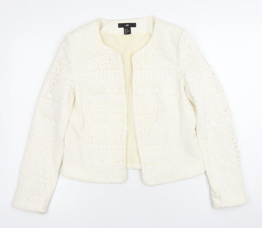 H&M Women’s Ivory Lace Suit Jacket Size 12 Regular Fit Long Sleeve