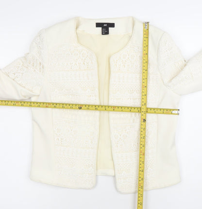H&M Women’s Ivory Lace Suit Jacket Size 12 Regular Fit Long Sleeve