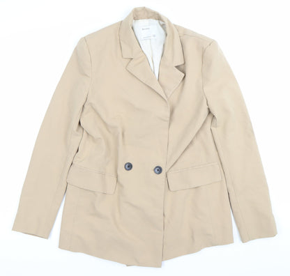 Bershka Women’s Beige XS Double-Breasted Blazer Jacket