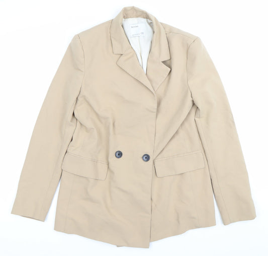 Bershka Women’s Beige XS Double-Breasted Blazer Jacket