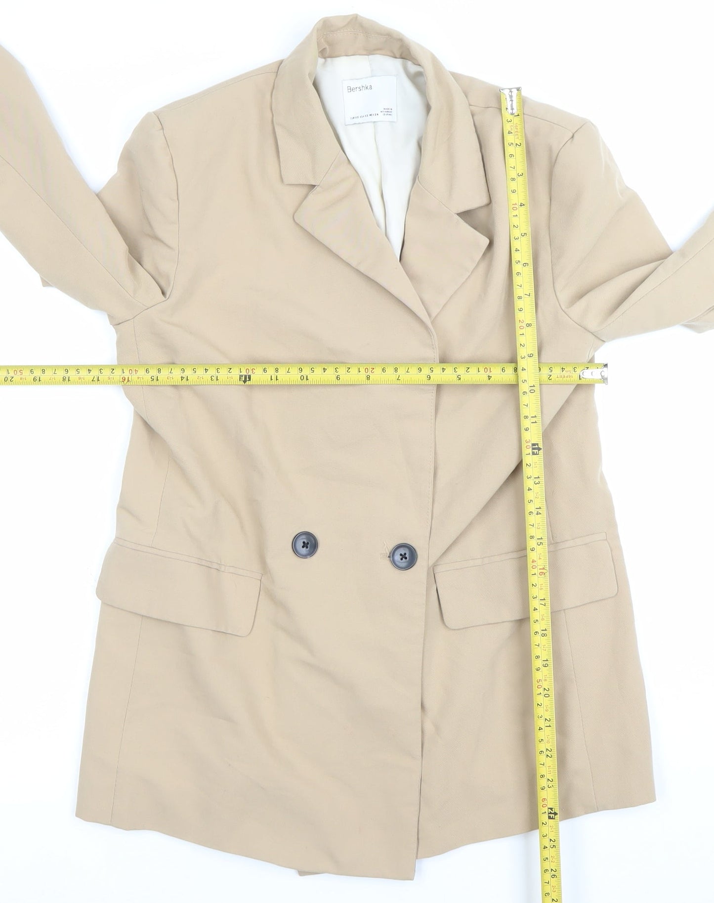 Bershka Women’s Beige XS Double-Breasted Blazer Jacket
