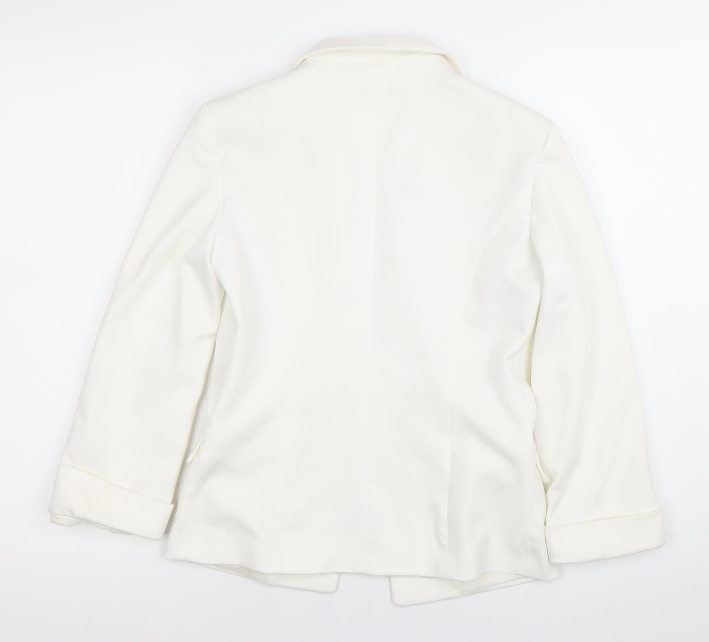 Miss Selfridge Women White Shawl Lapel Blazer UK 6 Slim Fit