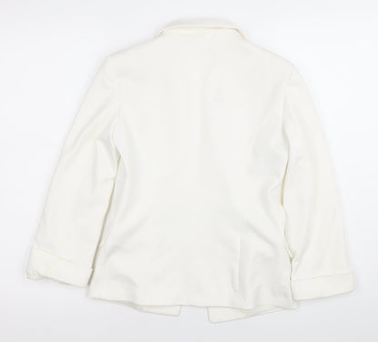 Miss Selfridge Women White Shawl Lapel Blazer UK 6 Slim Fit