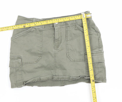 Hollister Womens Green XS Cargo Mini Skirt Low Rise Cotton Blend