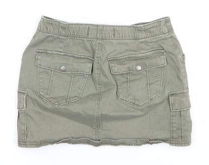 Hollister Womens Green XS Cargo Mini Skirt Low Rise Cotton Blend