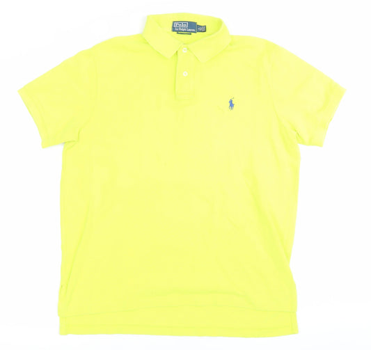 Ralph Lauren Men’s Yellow Polo Shirt L Custom Fit Cotton