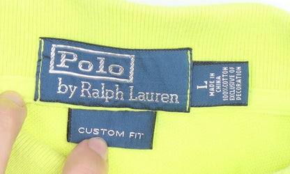 Ralph Lauren Men’s Yellow Polo Shirt L Custom Fit Cotton