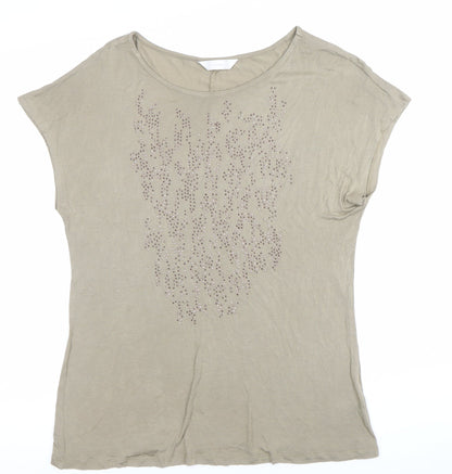Womens UK Size 14 BHS Beige Basic T-Shirt