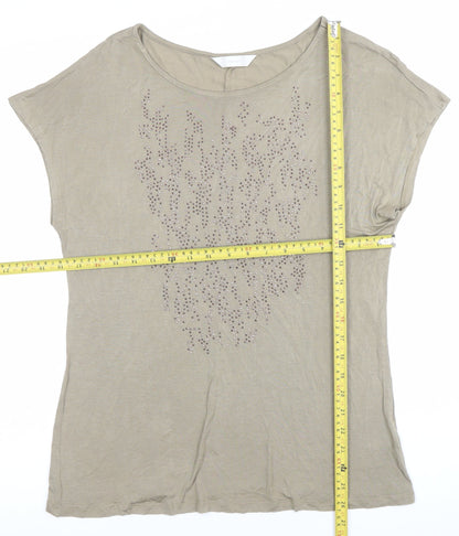 Womens UK Size 14 BHS Beige Basic T-Shirt