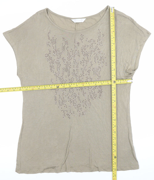 Womens UK Size 14 BHS Beige Basic T-Shirt