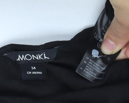 Monki Women’s Black Viscose Jumpsuit Size 8 Wide-Leg V-Neck