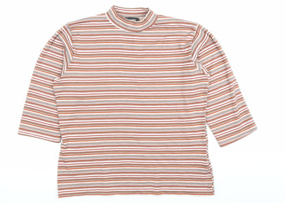 Alexon Womens Multicoloured Striped Mock Neck 3/4 Sleeve Top M