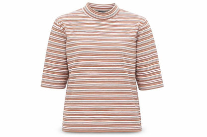 Alexon Womens Multicoloured Striped Mock Neck 3/4 Sleeve Top M