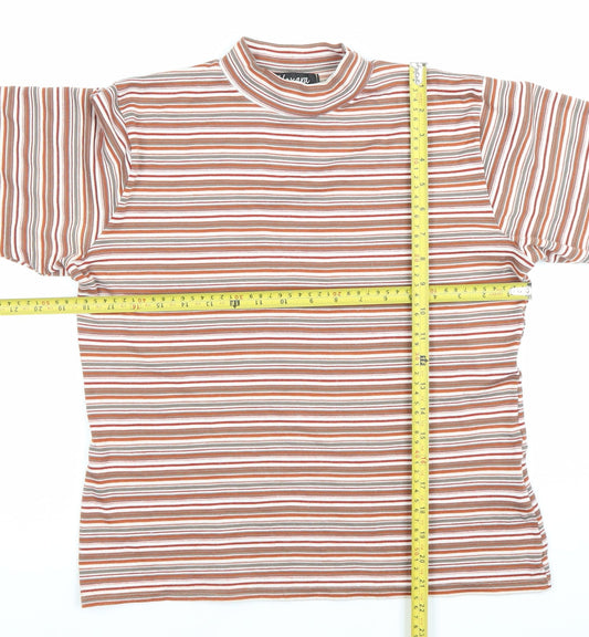 Alexon Womens Multicoloured Striped Mock Neck 3/4 Sleeve Top M