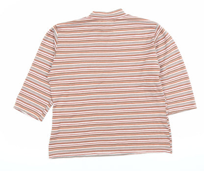 Alexon Womens Multicoloured Striped Mock Neck 3/4 Sleeve Top M