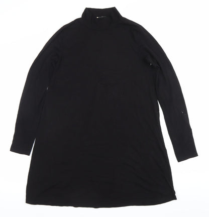 Pull&Bear Womens Black Long Sleeve Knee Length Shift Dress UK 12