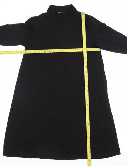 Pull&Bear Womens Black Long Sleeve Knee Length Shift Dress UK 12