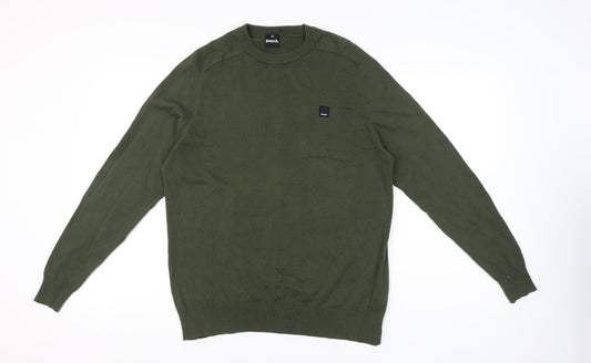 Bench Men’s Green Cotton Pullover Jumper L Crew Neck Casual