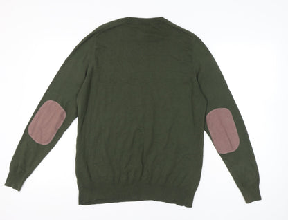 Bench Men’s Green Cotton Pullover Jumper L Crew Neck Casual