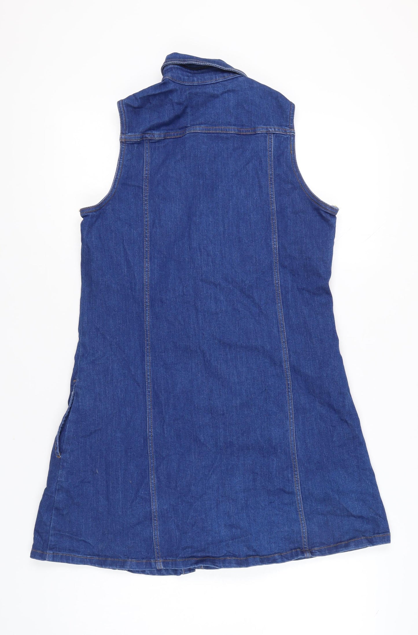 Matalan Womens Blue Denim Shirt Dress Size 14 Sleeveless Collared