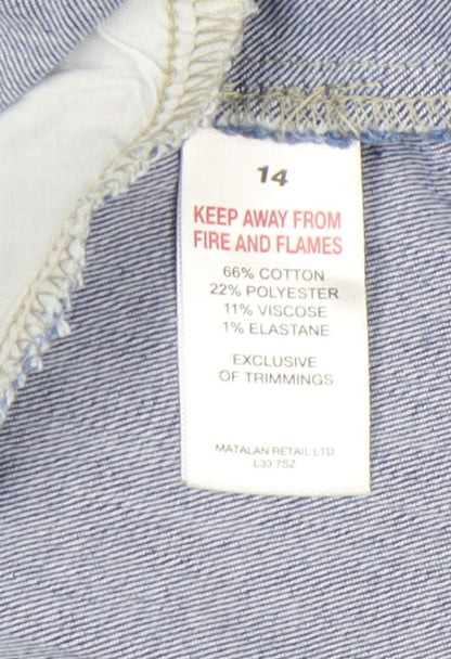 Matalan Womens Blue Denim Shirt Dress Size 14 Sleeveless Collared