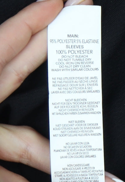 Boohoo Women Black Size 14 A-Line Short Long Sleeve V-Neck Dress