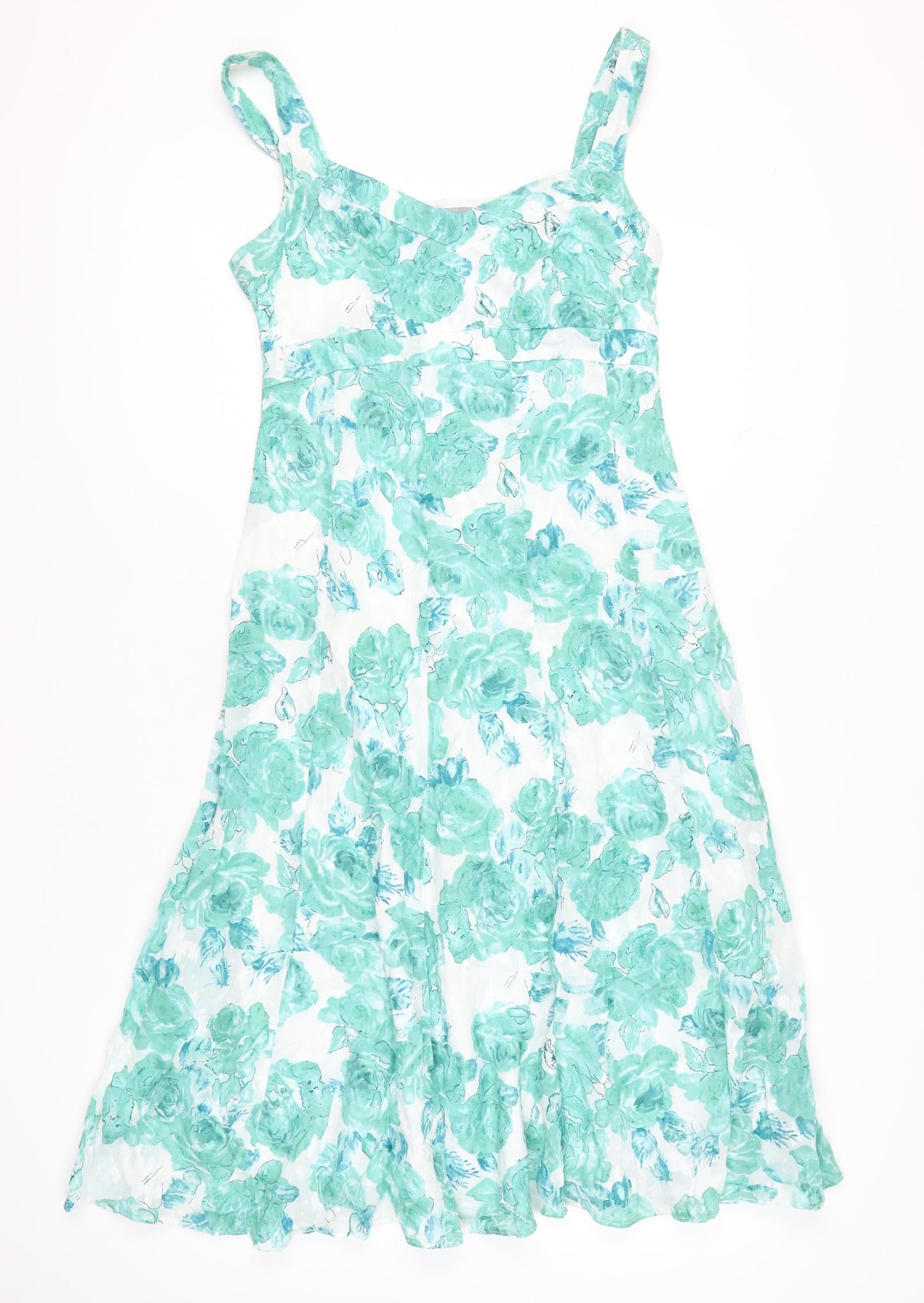 Marks and Spencer Women Green Floral A-Line Midi Dress Size 10