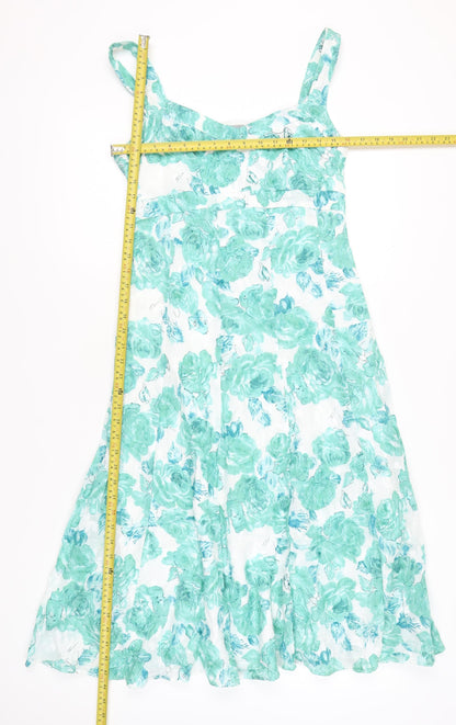 Marks and Spencer Women Green Floral A-Line Midi Dress Size 10