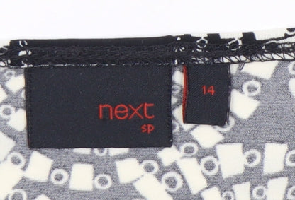 Next Women's Black White Geometric Wrap Dress Size 14