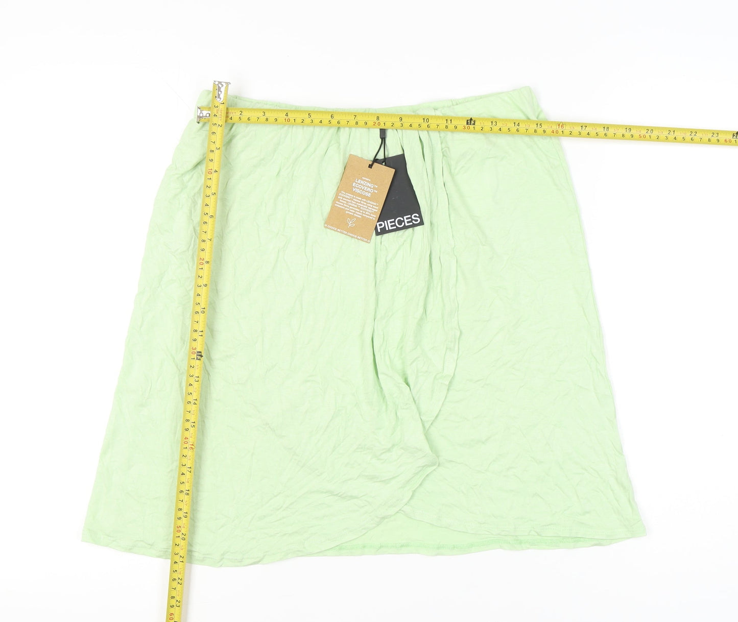 Pieces Women Green XL Knee Length Straight Pencil Skirt Viscose
