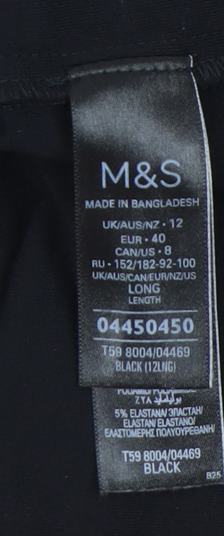 Marks and Spencer Women Black Size 12 Pencil Long Work Skirt