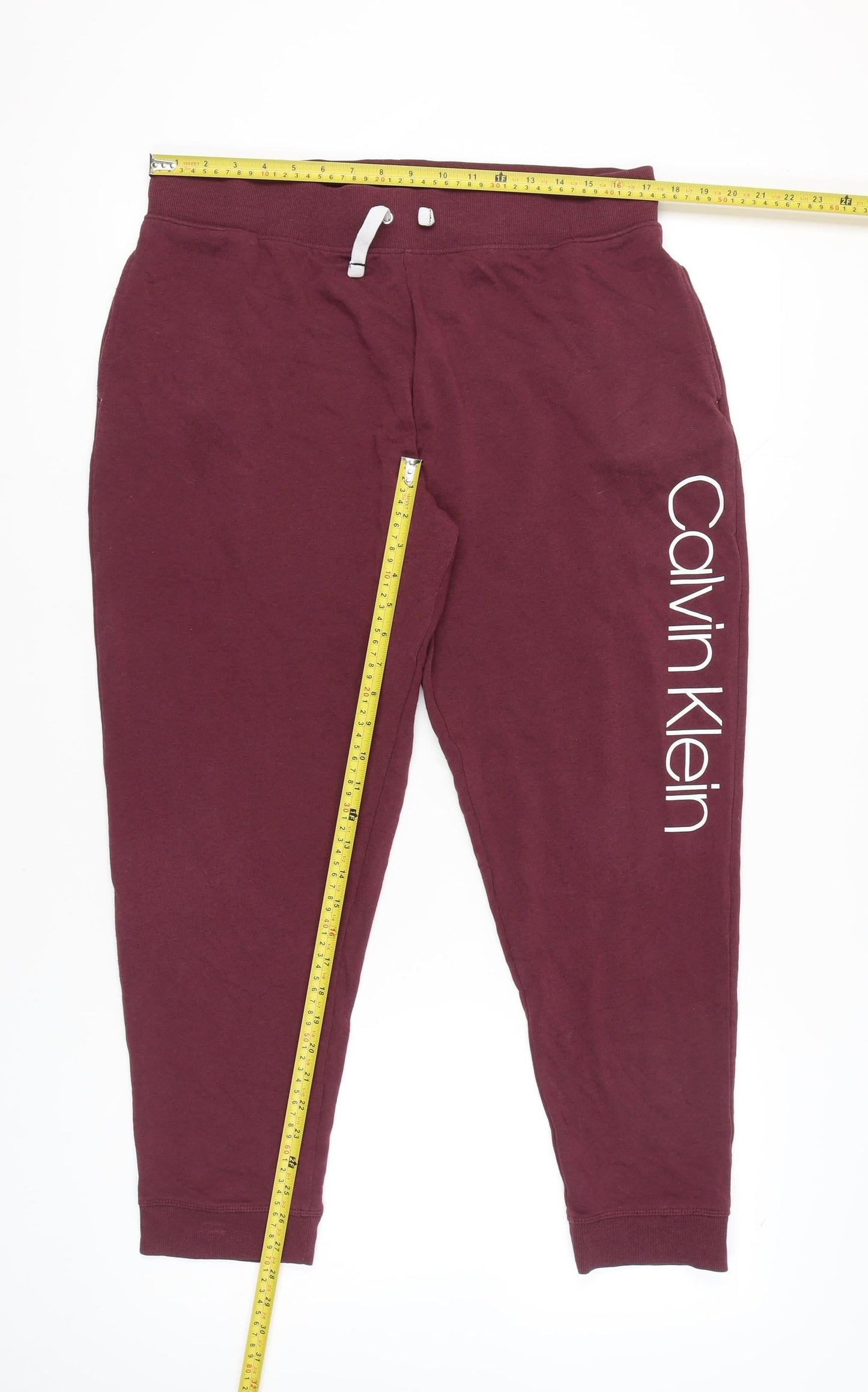 Calvin Klein Womens Red Jogger Trousers XL Cotton Blend