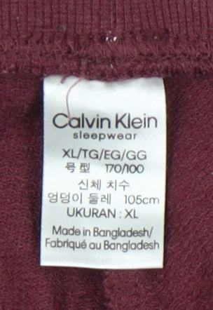 Calvin Klein Womens Red Jogger Trousers XL Cotton Blend