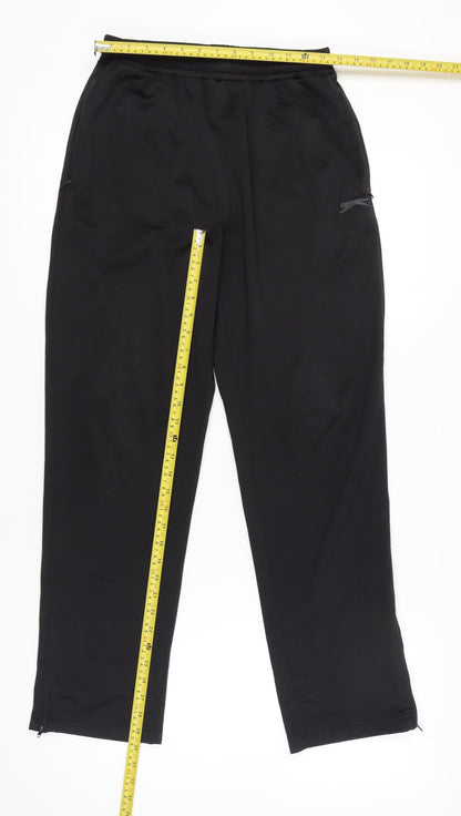 Slazenger Men's Black Jogger Trousers L Polyester Pockets Zip