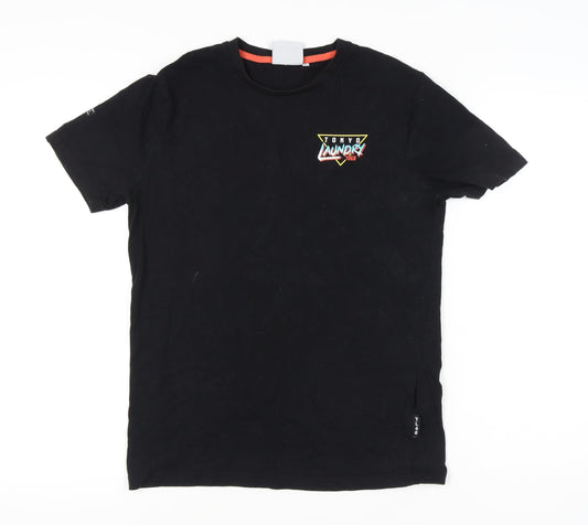 Tokyo Laundry Men’s Black Retro Logo T-Shirt M Crew Neck Cotton