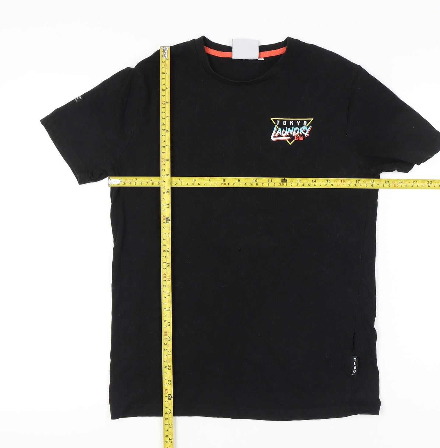 Tokyo Laundry Men’s Black Retro Logo T-Shirt M Crew Neck Cotton