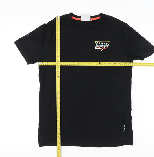 Tokyo Laundry Men’s Black Retro Logo T-Shirt M Crew Neck Cotton