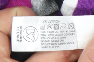 Maine New England Womens Purple Striped Cotton T-Shirt Size 14