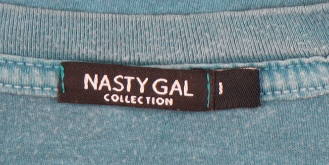 Nasty Gal Womens Blue Graphic Fish Print T-Shirt Size S Casual